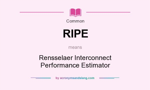 What does RIPE mean? It stands for Rensselaer Interconnect Performance Estimator