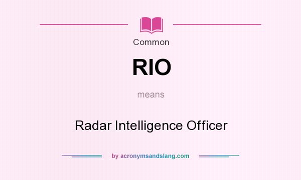 What does RIO mean? It stands for Radar Intelligence Officer