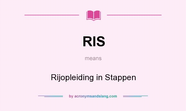 What does RIS mean? It stands for Rijopleiding in Stappen