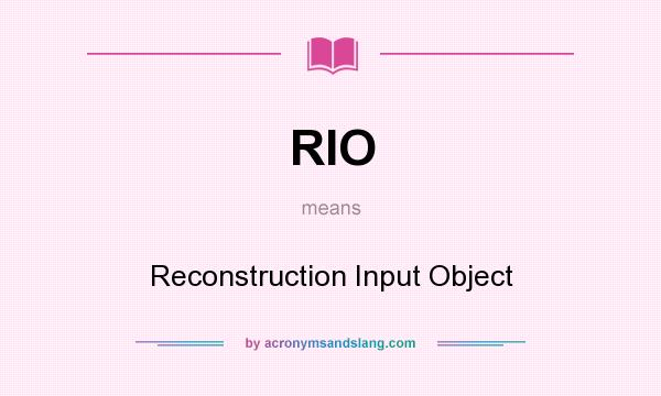 What does RIO mean? It stands for Reconstruction Input Object
