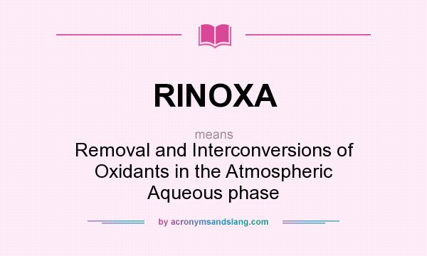 What does RINOXA mean? It stands for Removal and Interconversions of Oxidants in the Atmospheric Aqueous phase