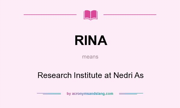What does RINA mean? It stands for Research Institute at Nedri As