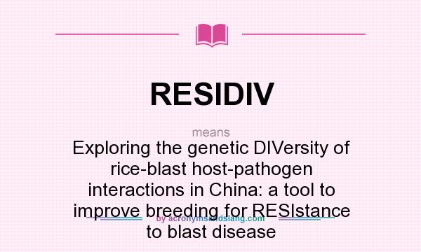 What does RESIDIV mean? It stands for Exploring the genetic DIVersity of rice-blast host-pathogen interactions in China: a tool to improve breeding for RESIstance to blast disease