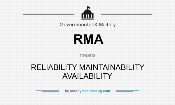 What does RMA mean? It stands for RELIABILITY MAINTAINABILITY AVAILABILITY