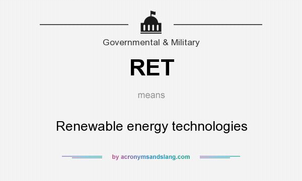 What does RET mean? It stands for Renewable energy technologies
