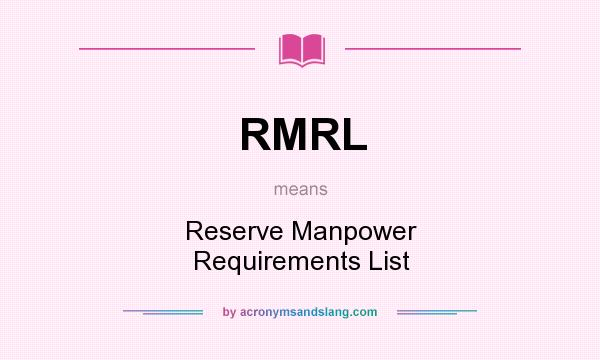 What does RMRL mean? It stands for Reserve Manpower Requirements List