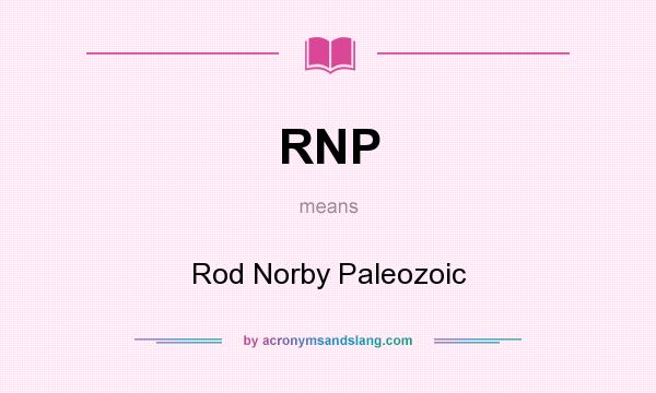 What does RNP mean? It stands for Rod Norby Paleozoic