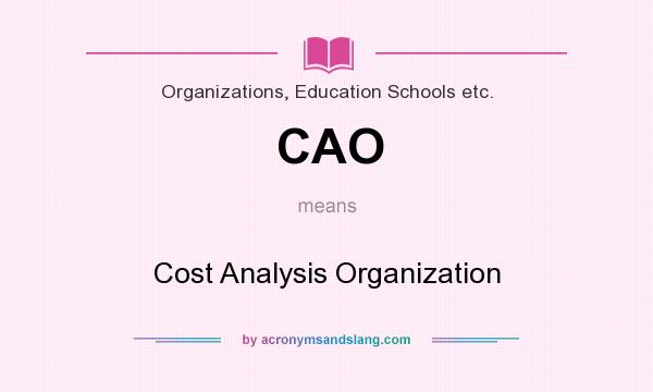 What does CAO mean? It stands for Cost Analysis Organization