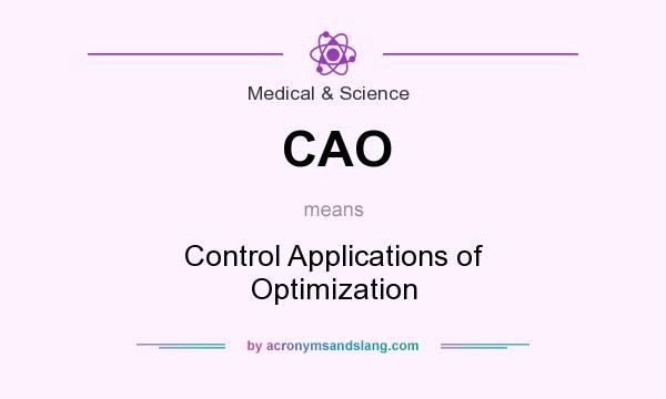 What does CAO mean? It stands for Control Applications of Optimization