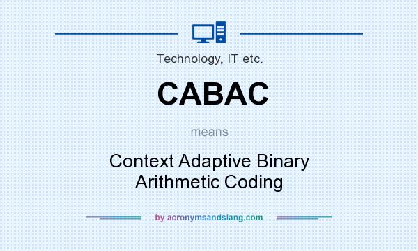 What does CABAC mean? It stands for Context Adaptive Binary Arithmetic Coding