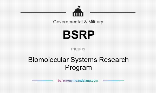 What does BSRP mean? It stands for Biomolecular Systems Research Program