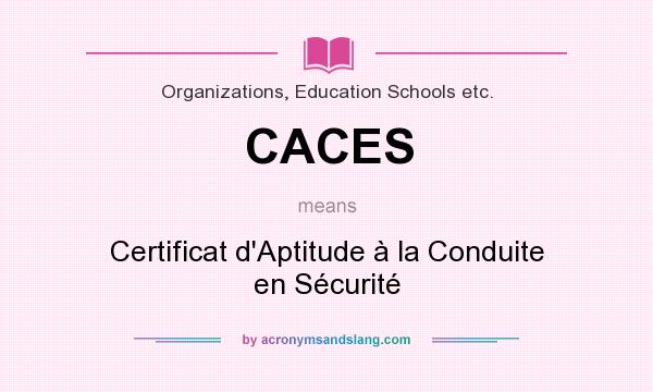 What does CACES mean? It stands for Certificat d`Aptitude à la Conduite en Sécurité