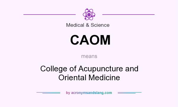 What does CAOM mean? It stands for College of Acupuncture and Oriental Medicine