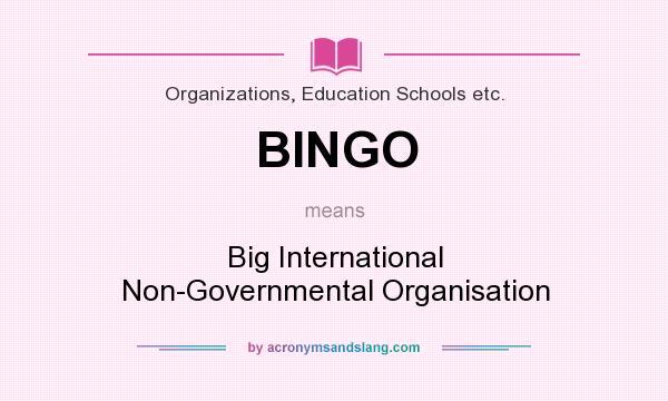 What does BINGO mean? It stands for Big International Non-Governmental Organisation