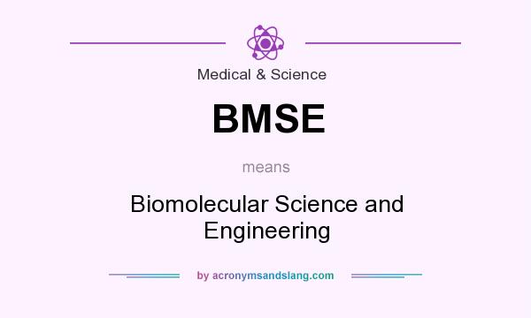 What does BMSE mean? It stands for Biomolecular Science and Engineering