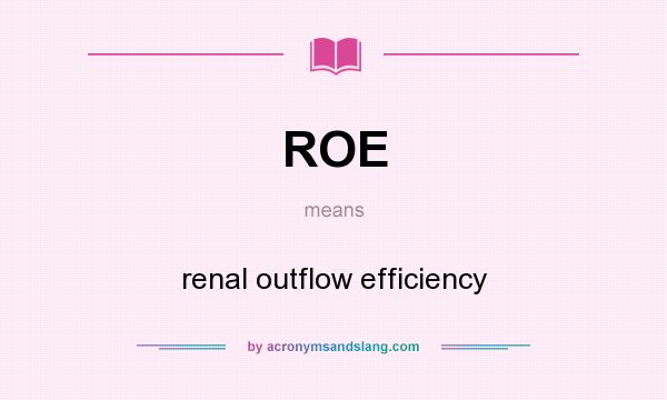 What does ROE mean? It stands for renal outflow efficiency