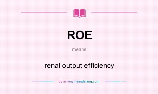 What does ROE mean? It stands for renal output efficiency