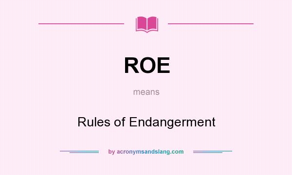 What does ROE mean? It stands for Rules of Endangerment