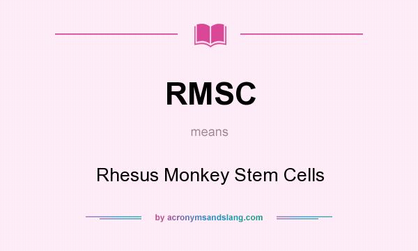 What does RMSC mean? It stands for Rhesus Monkey Stem Cells