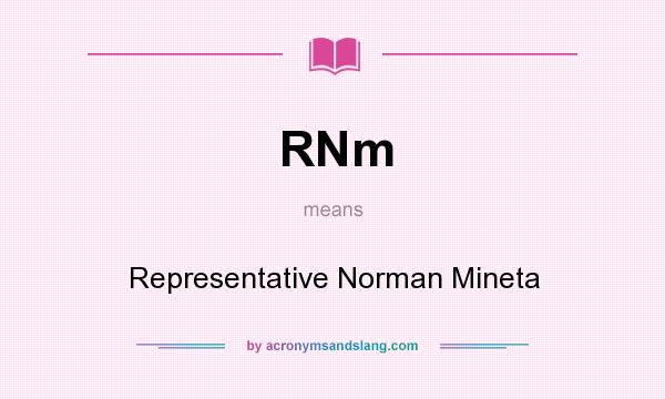 What does RNm mean? It stands for Representative Norman Mineta