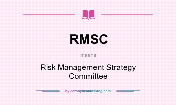 What does RMSC mean? It stands for Risk Management Strategy Committee
