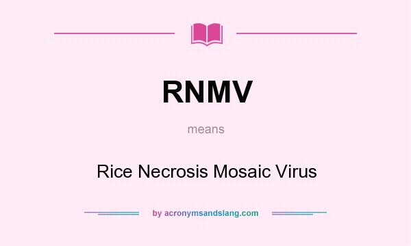 What does RNMV mean? It stands for Rice Necrosis Mosaic Virus
