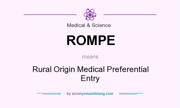 What does ROMPE mean? It stands for Rural Origin Medical Preferential Entry