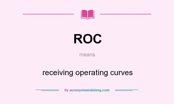 What does ROC mean? It stands for receiving operating curves