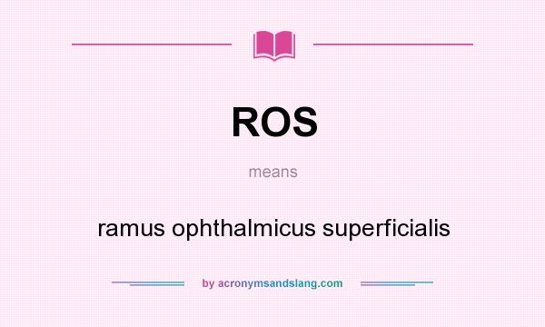 What does ROS mean? It stands for ramus ophthalmicus superficialis