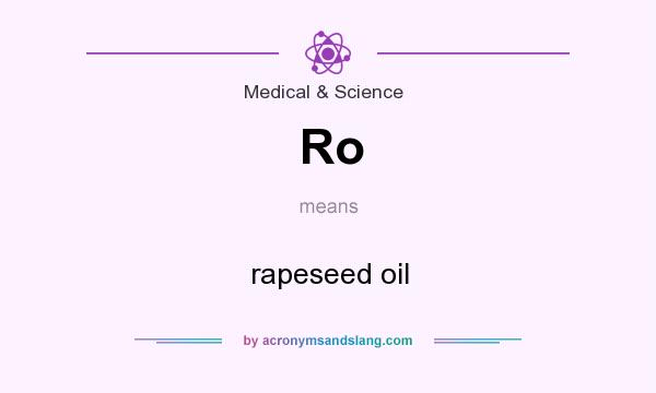 What does Ro mean? It stands for rapeseed oil