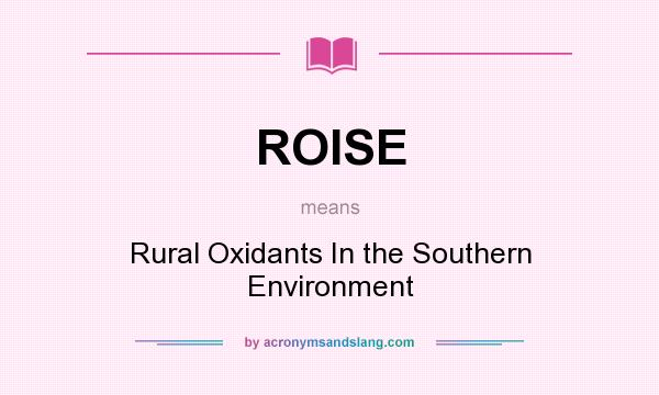What does ROISE mean? It stands for Rural Oxidants In the Southern Environment