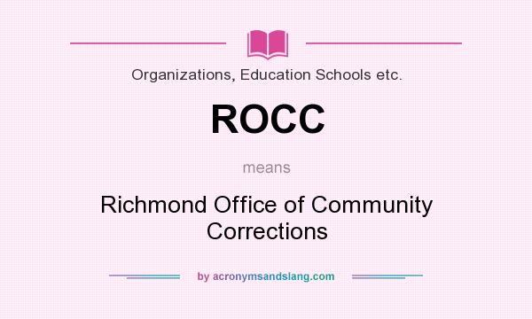 What does ROCC mean? It stands for Richmond Office of Community Corrections