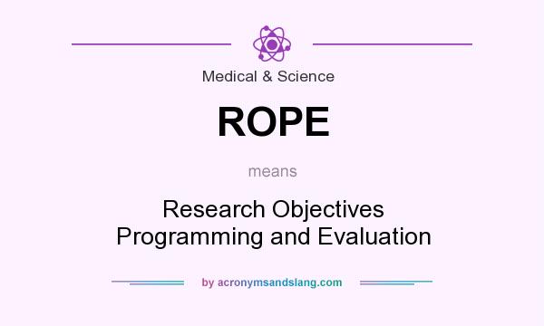 What does ROPE mean? It stands for Research Objectives Programming and Evaluation