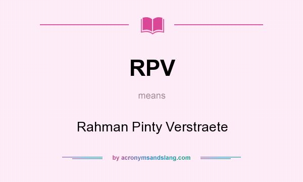 What does RPV mean? It stands for Rahman Pinty Verstraete