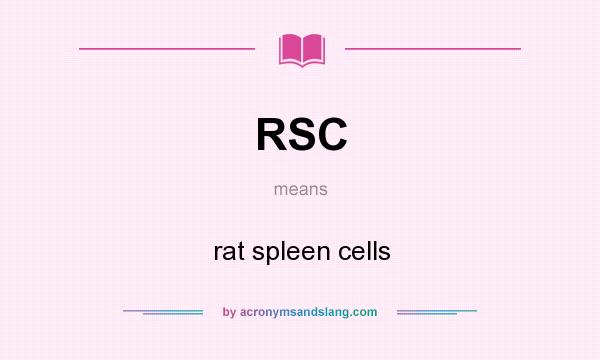 What does RSC mean? It stands for rat spleen cells