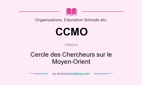 What does CCMO mean? It stands for Cercle des Chercheurs sur le Moyen-Orient