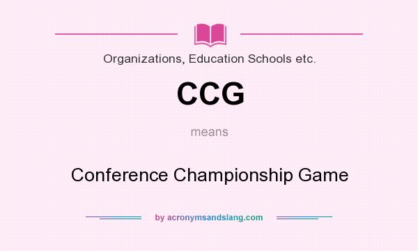 What does CCG mean? It stands for Conference Championship Game