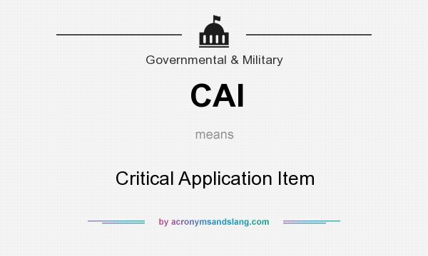 What does CAI mean? It stands for Critical Application Item