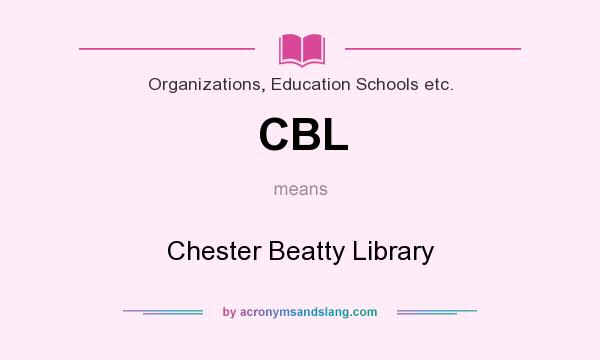 What does CBL mean? It stands for Chester Beatty Library