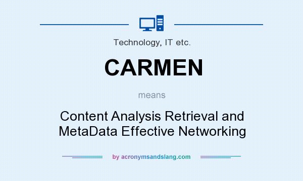 What does CARMEN mean? It stands for Content Analysis Retrieval and MetaData Effective Networking