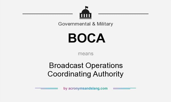 What does BOCA mean? It stands for Broadcast Operations Coordinating Authority