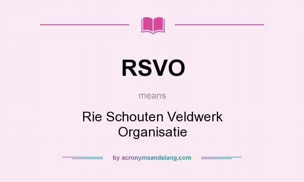 What does RSVO mean? It stands for Rie Schouten Veldwerk Organisatie