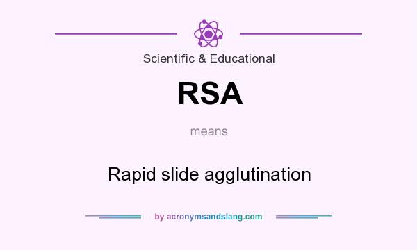 What does RSA mean? It stands for Rapid slide agglutination