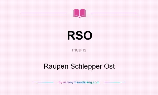 What does RSO mean? It stands for Raupen Schlepper Ost