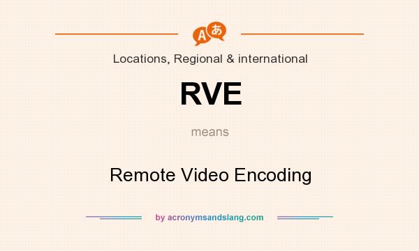 What does RVE mean? It stands for Remote Video Encoding