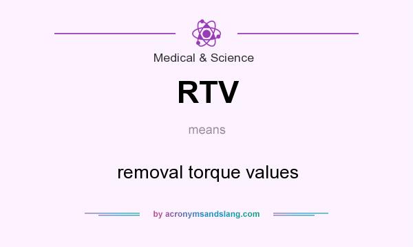 What does RTV mean? It stands for removal torque values