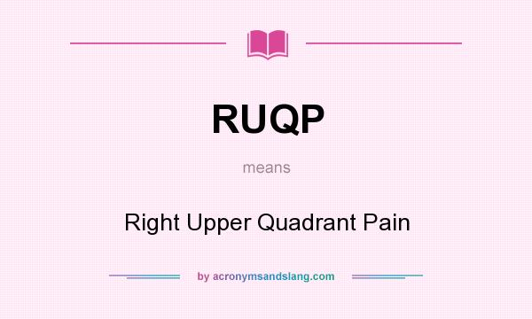 What does RUQP mean? It stands for Right Upper Quadrant Pain