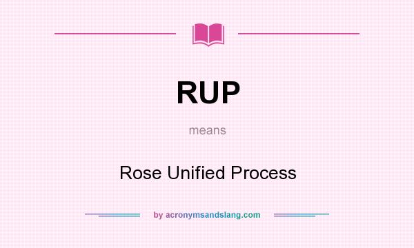 What does RUP mean? It stands for Rose Unified Process