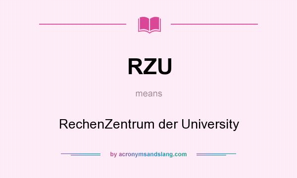 What does RZU mean? It stands for RechenZentrum der University