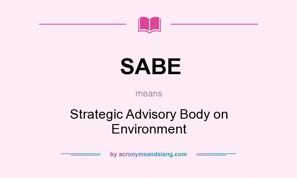 What does SABE mean? It stands for Strategic Advisory Body on Environment